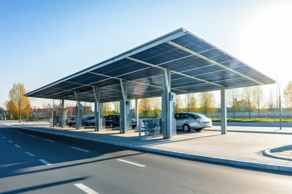 Installation d'ombrières pour parking de magasin en Normandie